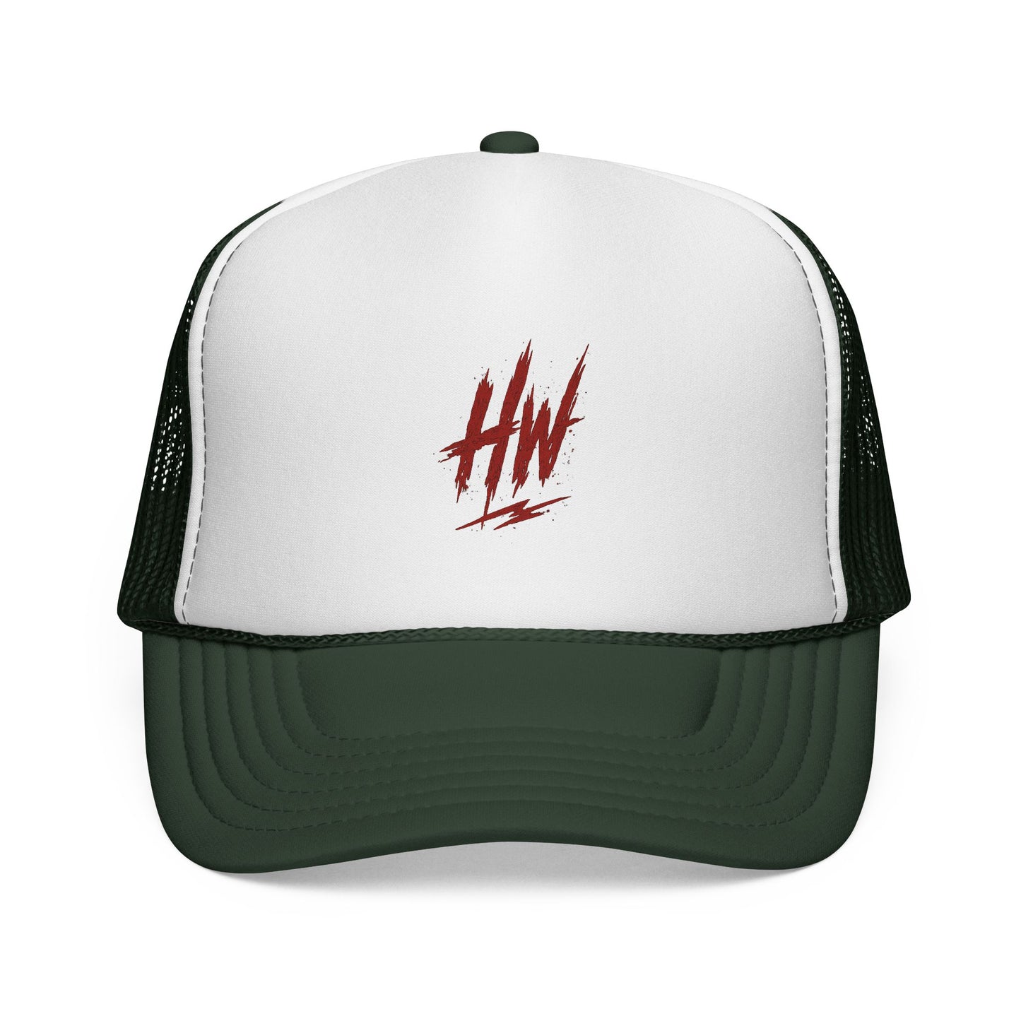 Trucker Cap — Red 'HW' Logo Mesh Hat