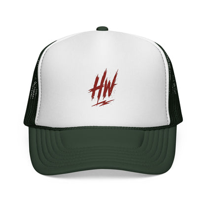 Trucker Cap — Red 'HW' Logo Mesh Hat