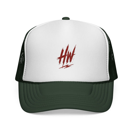 Trucker Cap — Red 'HW' Logo Mesh Hat