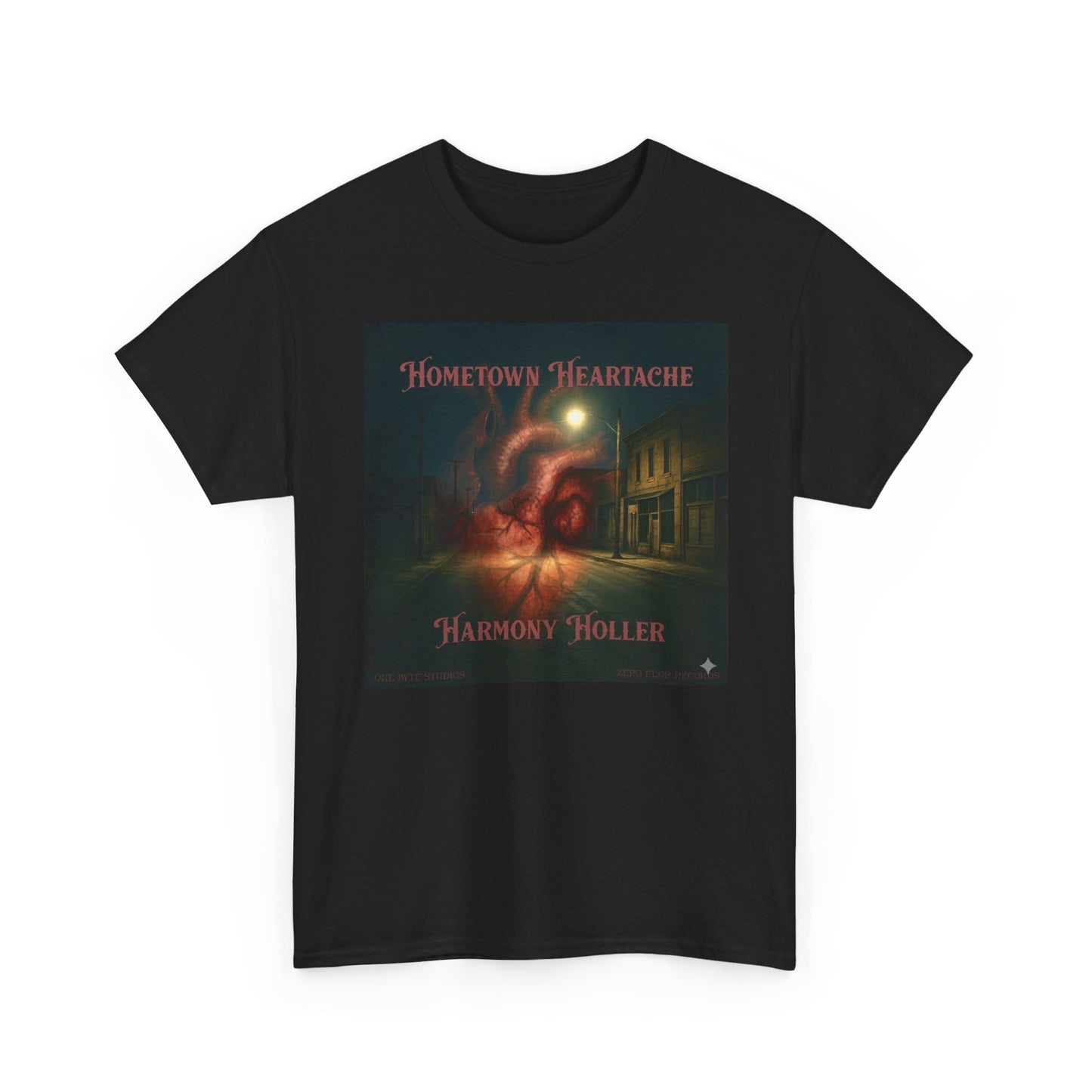 Hometown Heartache Tee — 'Harmony Hollow' Vintage Album Art Shirt (Spotify Scan Code)