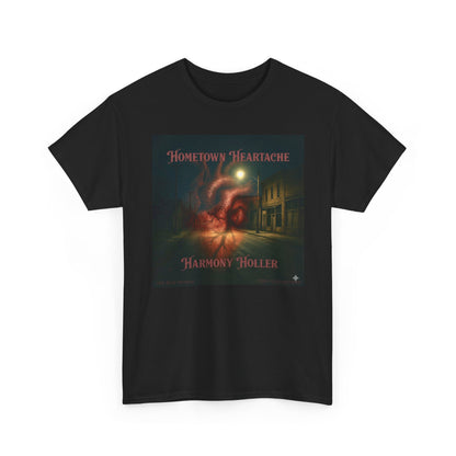 Hometown Heartache Tee — 'Harmony Hollow' Vintage Album Art Shirt (Spotify Scan Code)