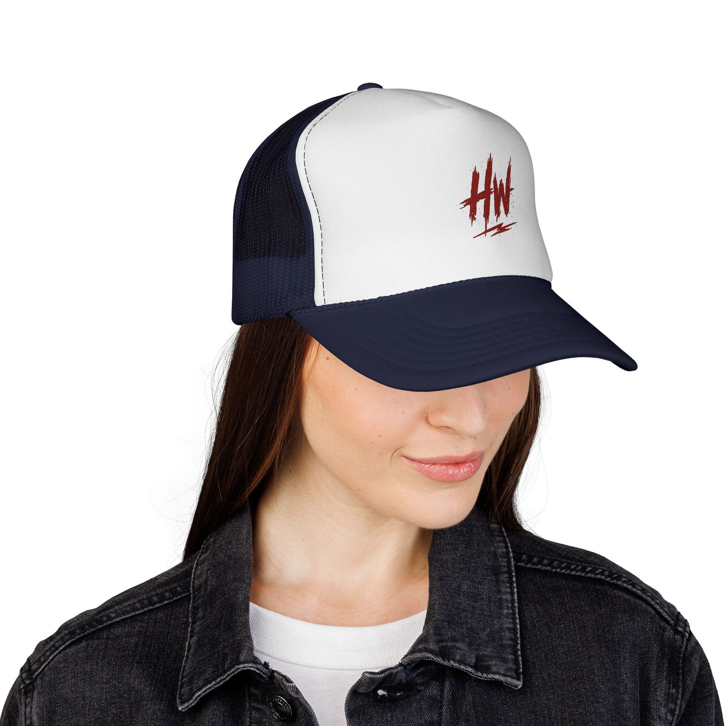Trucker Cap — Red 'HW' Logo Mesh Hat