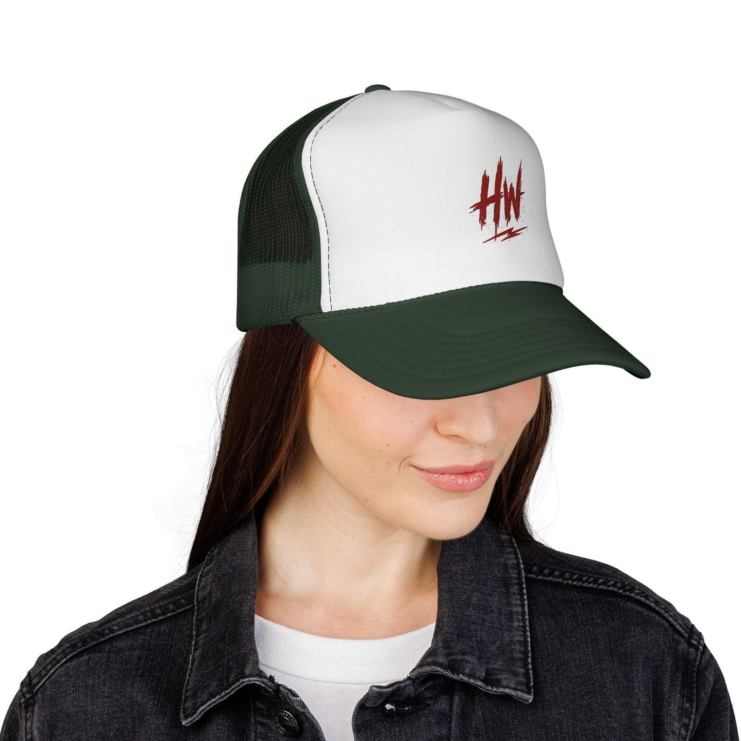 Trucker Cap — Red 'HW' Logo Mesh Hat
