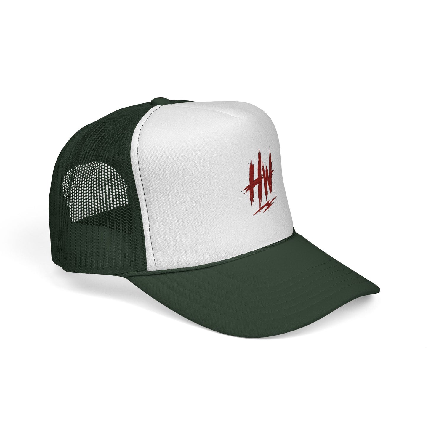 Trucker Cap — Red 'HW' Logo Mesh Hat