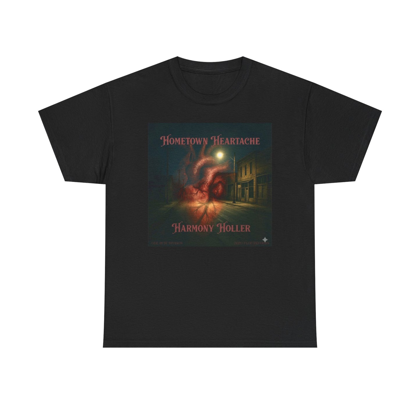 Hometown Heartache Tee — 'Harmony Hollow' Vintage Album Art Shirt (Spotify Scan Code)